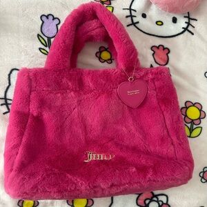 Juicy couture hot pink faux fur tote